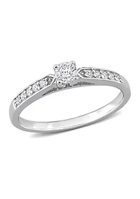 1/3 CT TW Diamond Engagement Ring Sterling Silver