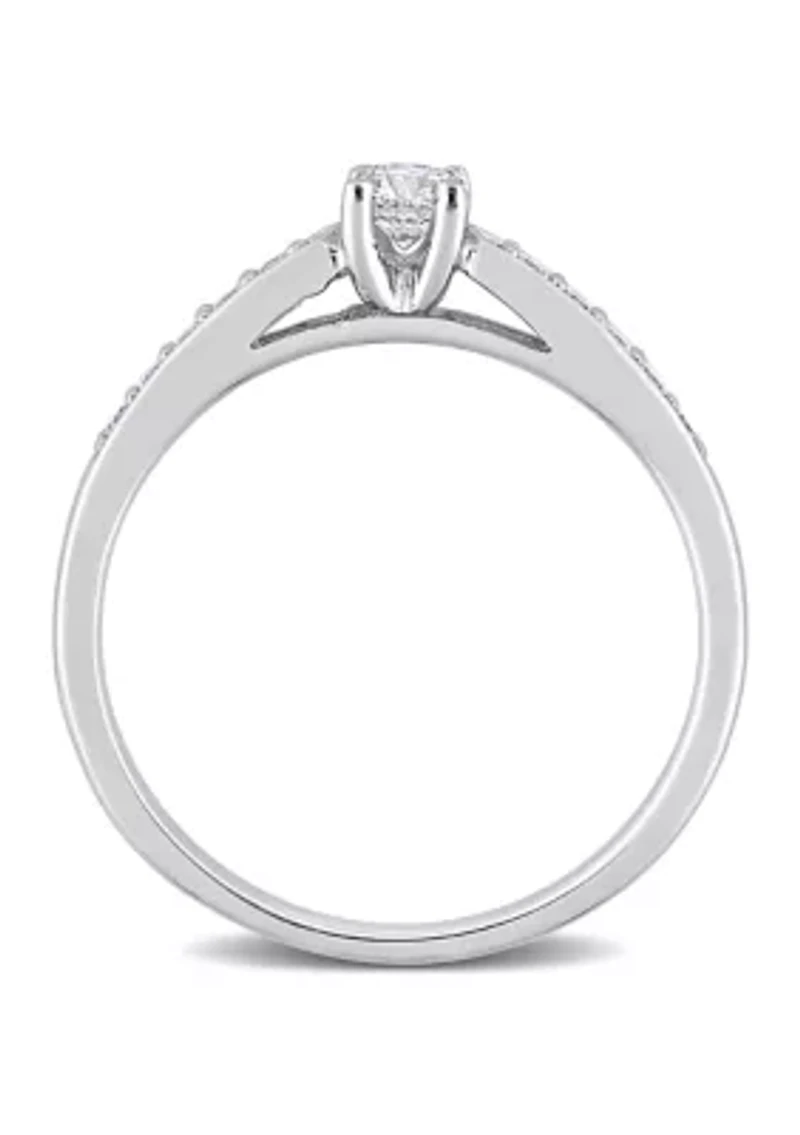 1/3 CT TW Diamond Engagement Ring Sterling Silver