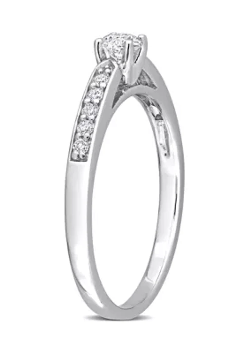 1/3 CT TW Diamond Engagement Ring Sterling Silver