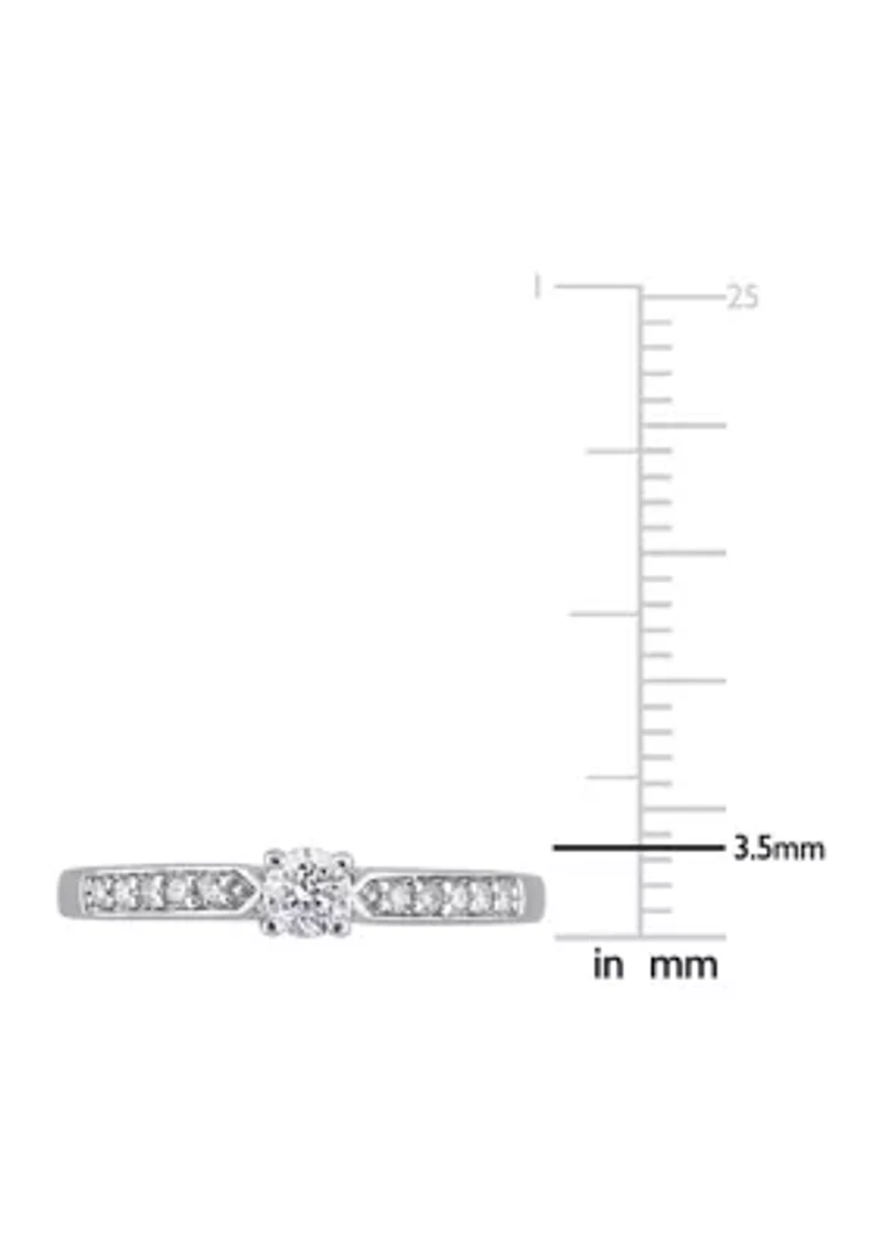 1/3 CT TW Diamond Engagement Ring Sterling Silver
