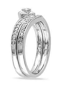 1/10 CT TW Diamond Chevron Bridal Set Sterling Silver