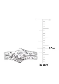 1/10 CT TW Diamond Chevron Bridal Set Sterling Silver