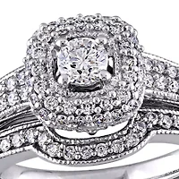 4/5 CT TW Diamond Halo Bridal Set 14k White Gold