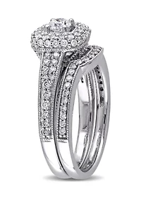 4/5 CT TW Diamond Halo Bridal Set 14k White Gold