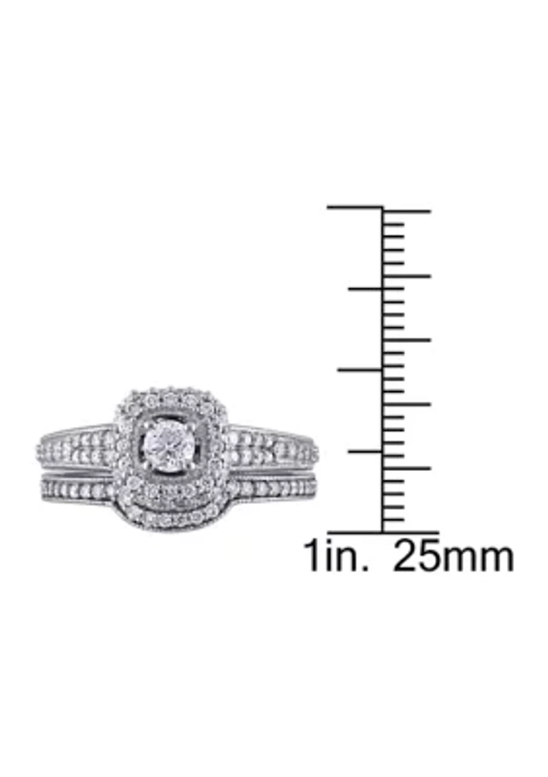4/5 CT TW Diamond Halo Bridal Set 14k White Gold