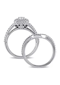 4/5 CT TW Diamond Halo Bridal Set 14k White Gold