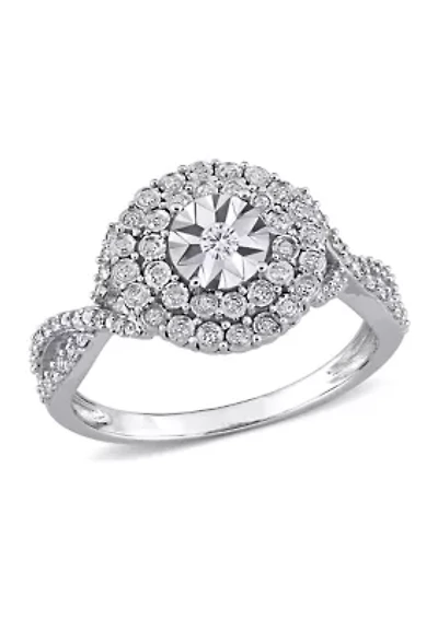 1/3 ct. t.w. Diamond Cluster Infinity Ring 10k White Gold