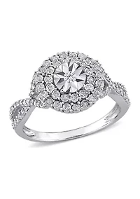 1/3 ct. t.w. Diamond Cluster Infinity Ring 10k White Gold