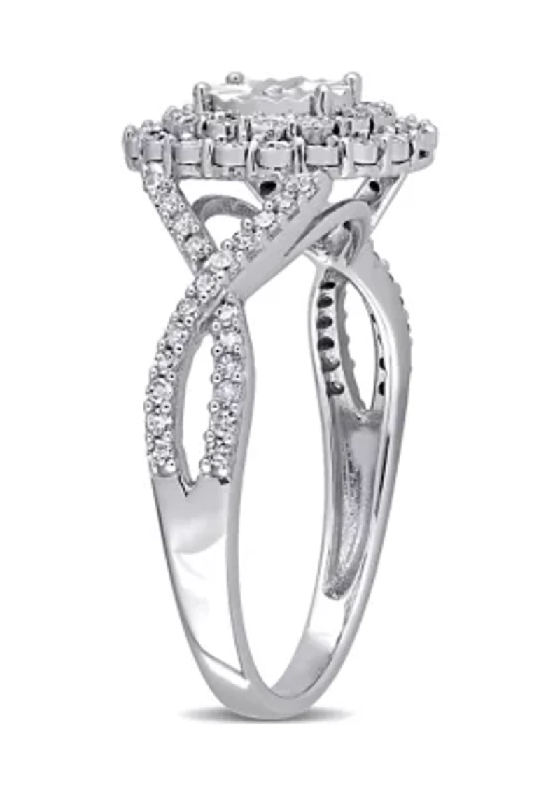 1/3 ct. t.w. Diamond Cluster Infinity Ring 10k White Gold