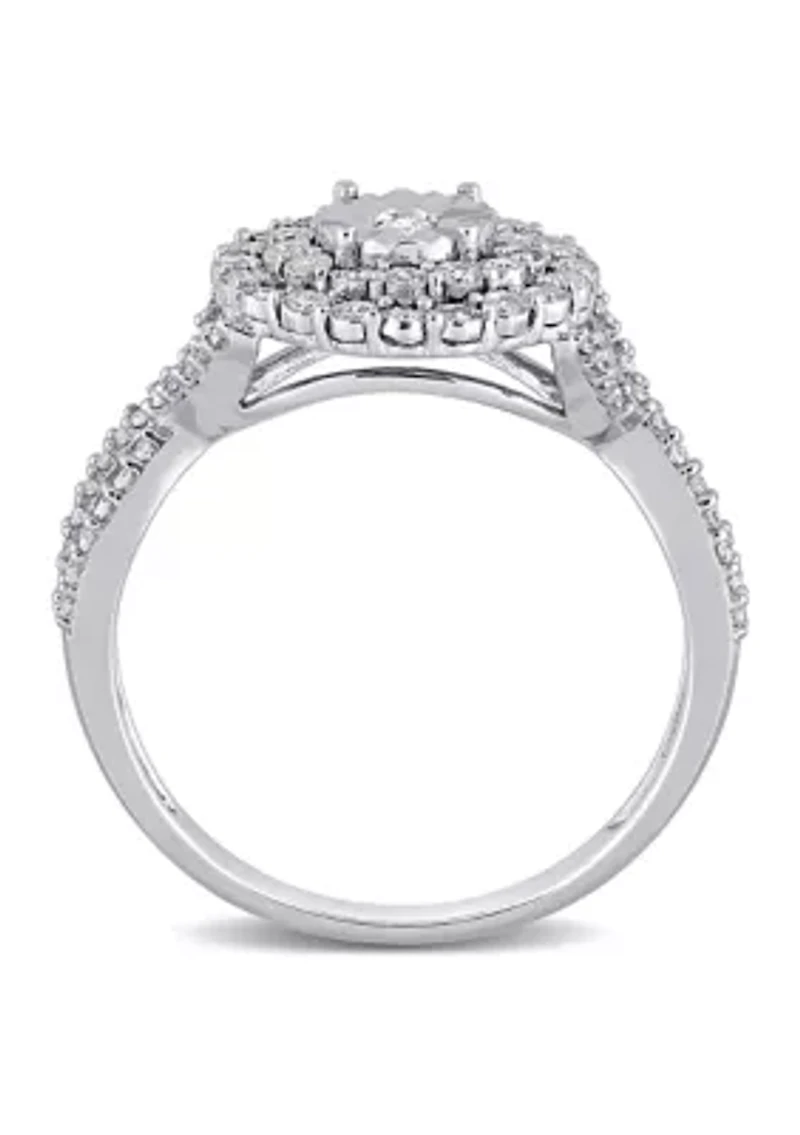 1/3 ct. t.w. Diamond Cluster Infinity Ring 10k White Gold