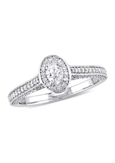 3/4 ct. t.w. Diamond Raised Halo Engagement Ring 14k White Gold