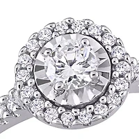 3/8 Ct TW Diamond Halo Engagement Ring 10k White Gold