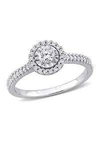 3/8 Ct TW Diamond Halo Engagement Ring 10k White Gold