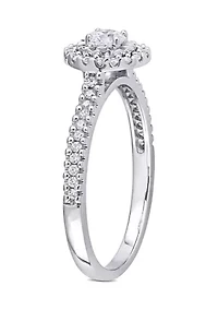 3/8 Ct TW Diamond Halo Engagement Ring 10k White Gold