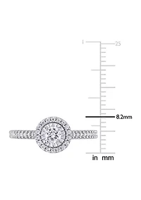 3/8 Ct TW Diamond Halo Engagement Ring 10k White Gold