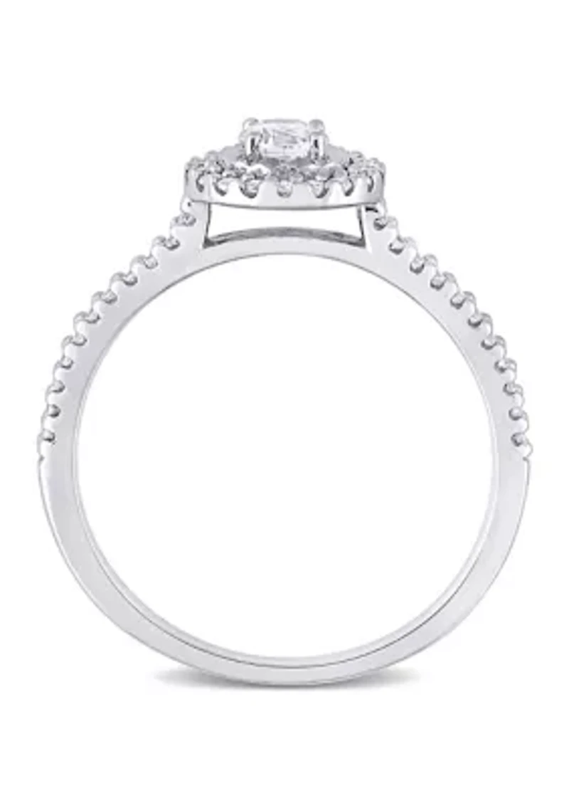 3/8 Ct TW Diamond Halo Engagement Ring 10k White Gold