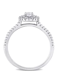 3/8 Ct TW Diamond Halo Engagement Ring 10k White Gold
