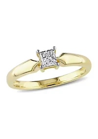 1/3 ct. t.w. Princess Cut Diamond Solitaire Engagement Ring 10k Yellow Gold