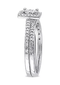 1/4 ct. t.w. Diamond Square Halo Bridal Ring Set 10k White Gold