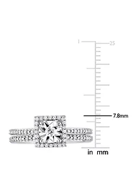 1/4 ct. t.w. Diamond Square Halo Bridal Ring Set 10k White Gold