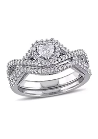 3/4 ct. t.w. Heart and Round Shape Diamond Infinity Bridal Set 14k White Gold