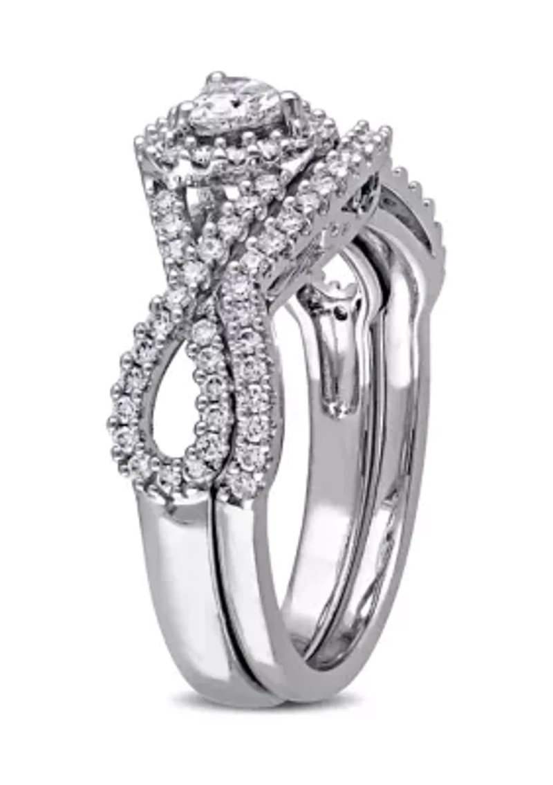 3/4 ct. t.w. Heart and Round Shape Diamond Infinity Bridal Set 14k White Gold
