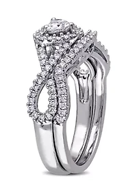 3/4 ct. t.w. Heart and Round Shape Diamond Infinity Bridal Set 14k White Gold
