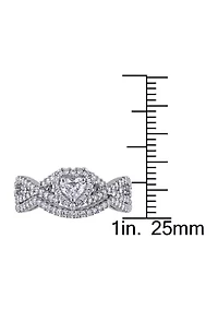 3/4 ct. t.w. Heart and Round Shape Diamond Infinity Bridal Set 14k White Gold