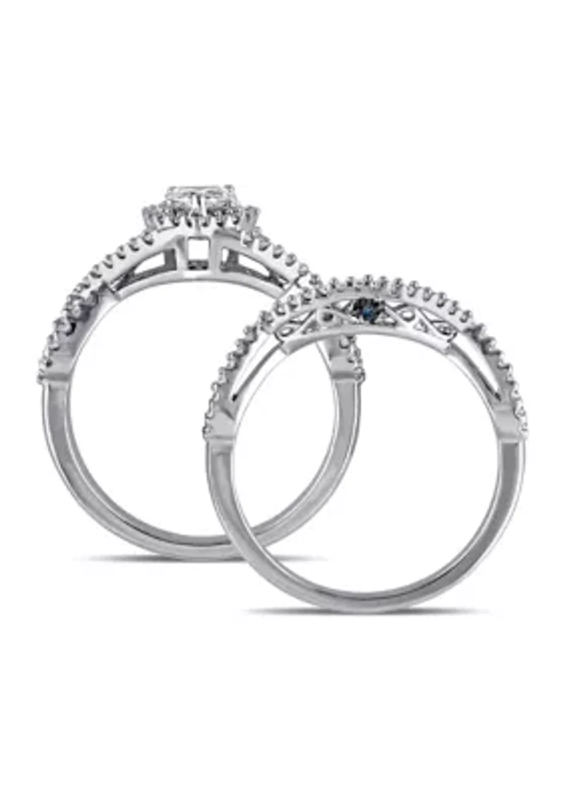 3/4 ct. t.w. Heart and Round Shape Diamond Infinity Bridal Set 14k White Gold