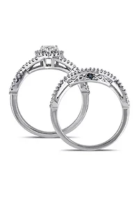 3/4 ct. t.w. Heart and Round Shape Diamond Infinity Bridal Set 14k White Gold