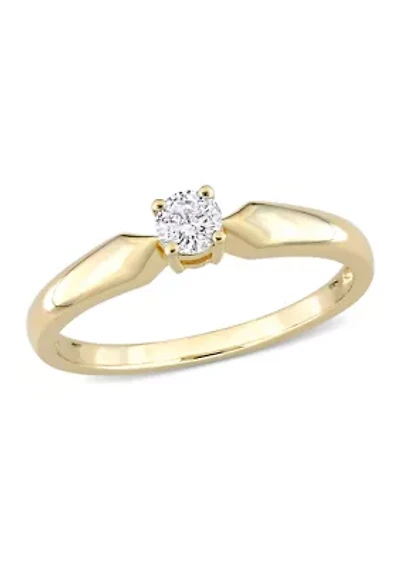 1/5 CT TW Diamond Solitaire Engagement Ring 10k Yellow Gold
