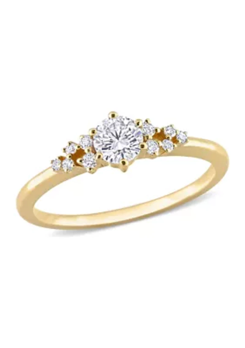 1/2 CT TDW Diamond Cluster Ring 10k Yellow Gold