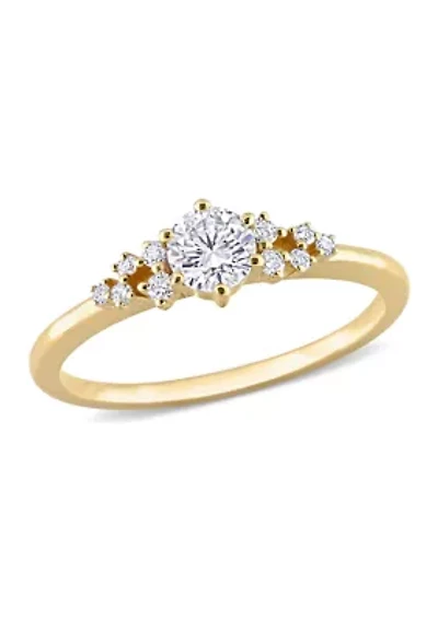 1/2 CT TDW Diamond Cluster Ring 10k Yellow Gold