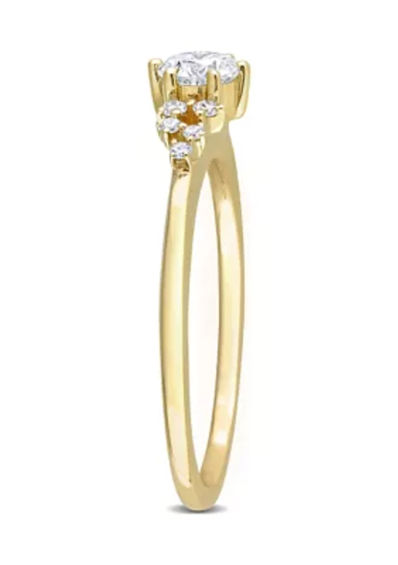1/2 CT TDW Diamond Cluster Ring 10k Yellow Gold