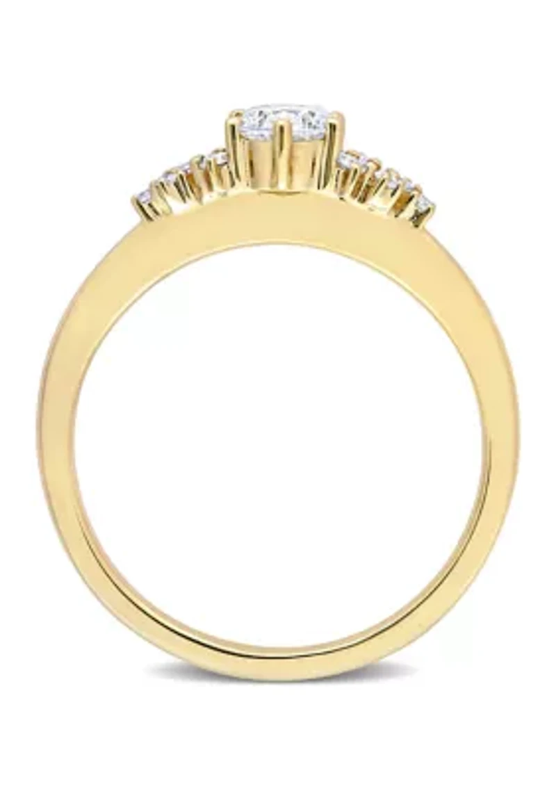 1/2 CT TDW Diamond Cluster Ring 10k Yellow Gold