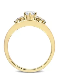 1/2 CT TDW Diamond Cluster Ring 10k Yellow Gold