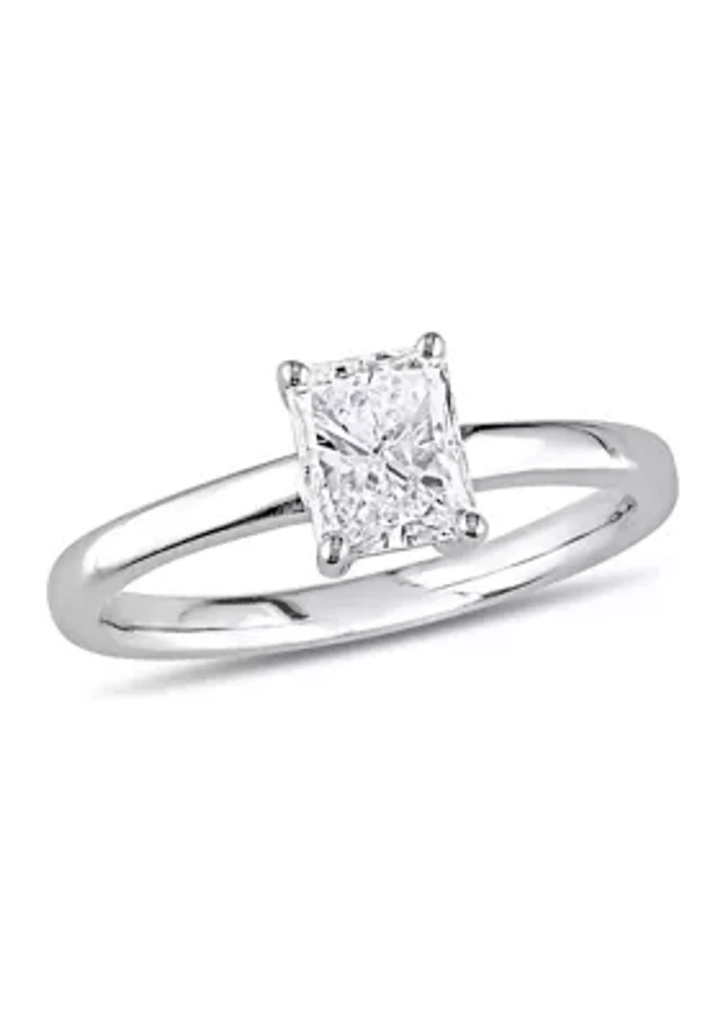 1 CT TW Radiant-Cut Diamond Solitaire Engagement Ring 14k White Gold