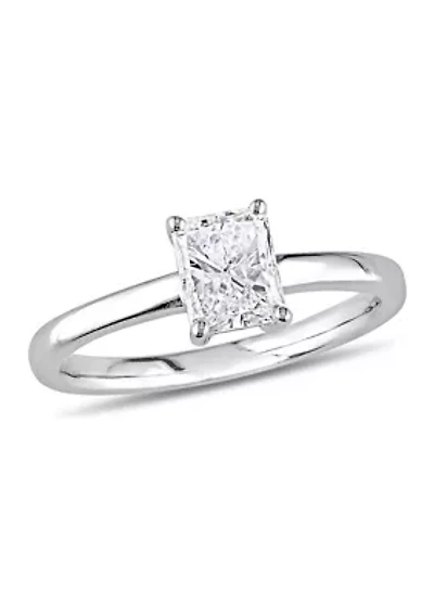 1 CT TW Radiant-Cut Diamond Solitaire Engagement Ring 14k White Gold