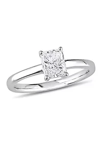 1 CT TW Radiant-Cut Diamond Solitaire Engagement Ring 14k White Gold