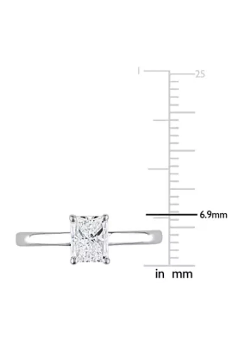 1 CT TW Radiant-Cut Diamond Solitaire Engagement Ring 14k White Gold