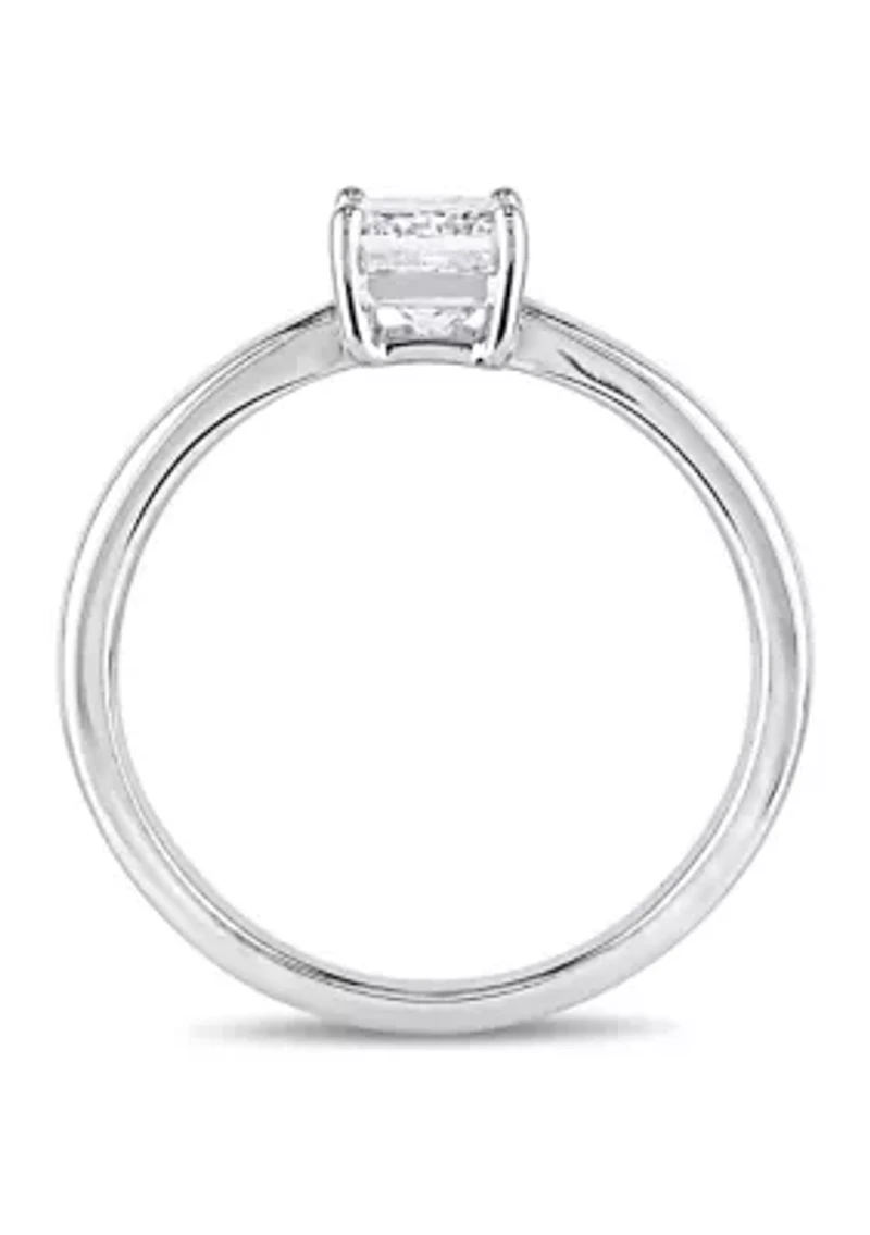 1 CT TW Radiant-Cut Diamond Solitaire Engagement Ring 14k White Gold