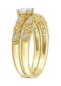 1/3 CT TDW Diamond Bridal Ring Set 10k Yellow Gold