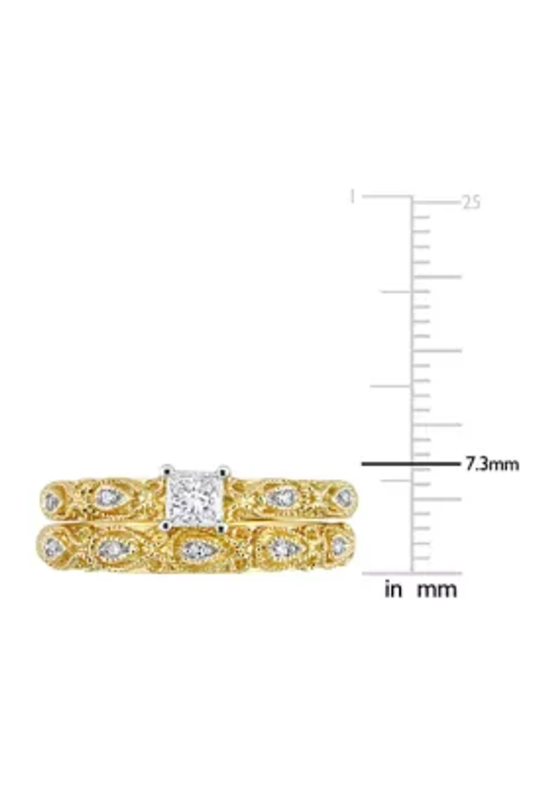 1/3 CT TDW Diamond Bridal Ring Set 10k Yellow Gold