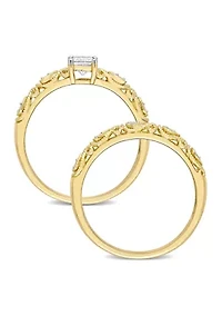 1/3 CT TDW Diamond Bridal Ring Set 10k Yellow Gold