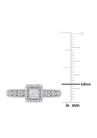 3/8 CT TDW Diamond Square Halo Ring 10k White Gold
