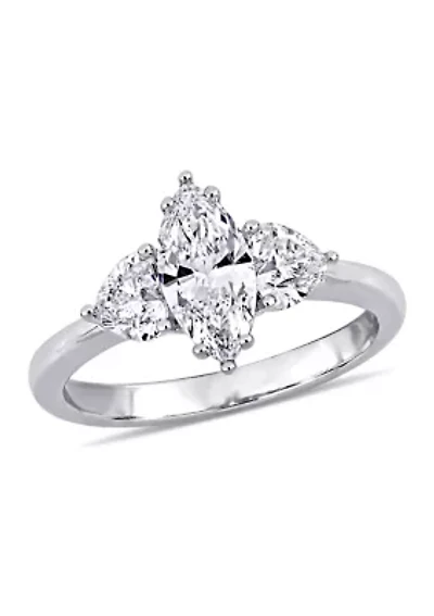 1 3/4 CT TW Marquise Cut and Heart Diamond 3-Stone Engagement Ring 18k White Gold