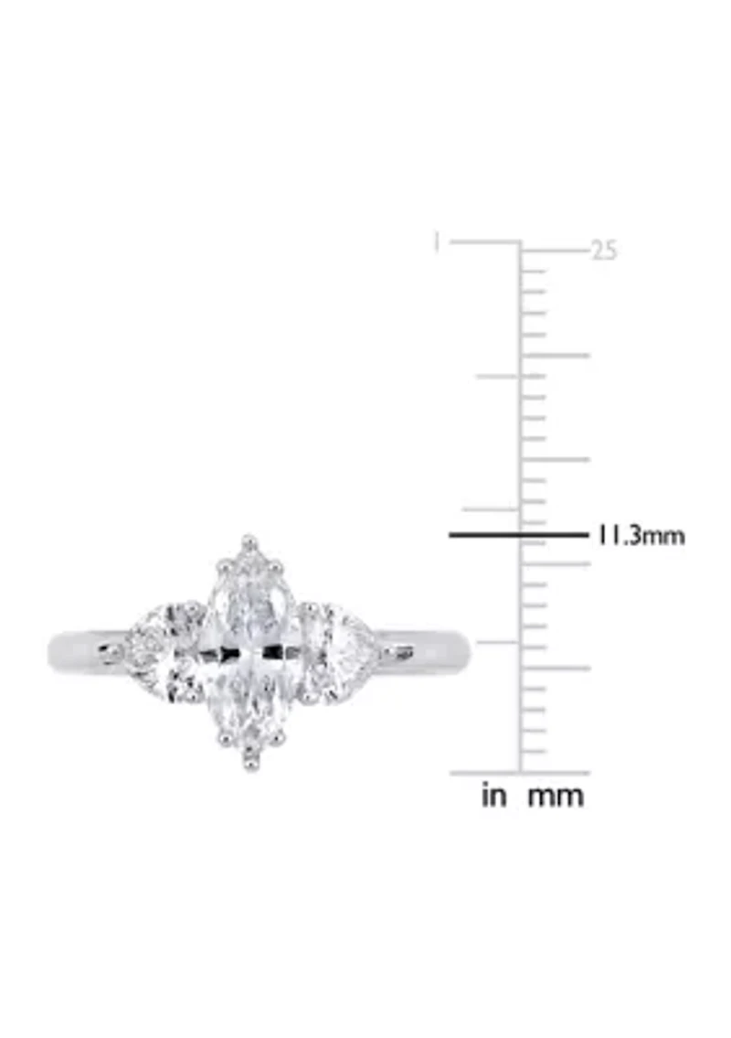 1 3/4 CT TW Marquise Cut and Heart Diamond 3-Stone Engagement Ring 18k White Gold