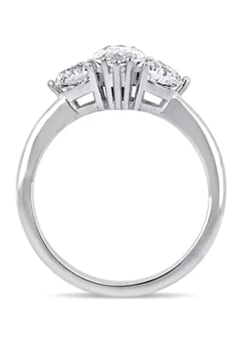 1 3/4 CT TW Marquise Cut and Heart Diamond 3-Stone Engagement Ring 18k White Gold