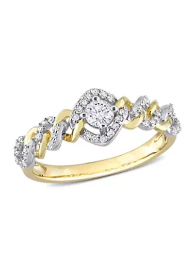 1/3 CT TW Diamond Link Ring 10k Yellow Gold