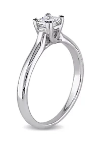 1/2 CT TW Princess Cut Diamond Solitaire Ring 14k White Gold